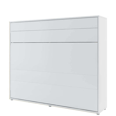 Pat rabatabil pe perete, cu mecanism pneumatic si somiera inclusa, Bed Concept Horizontal Alb Mat, 200 x 160 cm