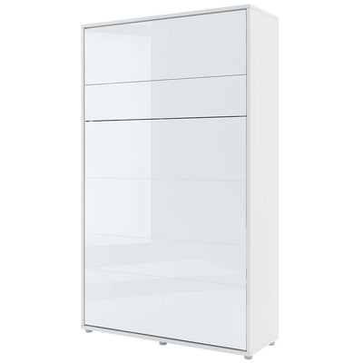 Pat rabatabil pe perete, cu mecanism pneumatic si somiera inclusa, Bed Concept Vertical Alb Lucios, 200 x 120 cm