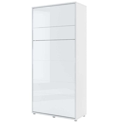 Lenart Pat rabatabil pe perete, cu mecanism pneumatic si somiera inclusa, Bed Concept Vertical Alb Lucios, 200 x 90 cm