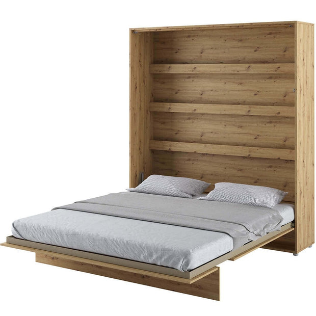 Lenart Pat rabatabil pe perete, cu mecanism pneumatic si somiera inclusa, Bed Concept Vertical Stejar Artisan, 200 x 180 cm