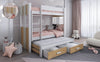 Pat supraetajat din lemn de pin si pal, cu 2 sertare si 3 locuri, pentru copii Arten III, 200 x 90 cm (5)