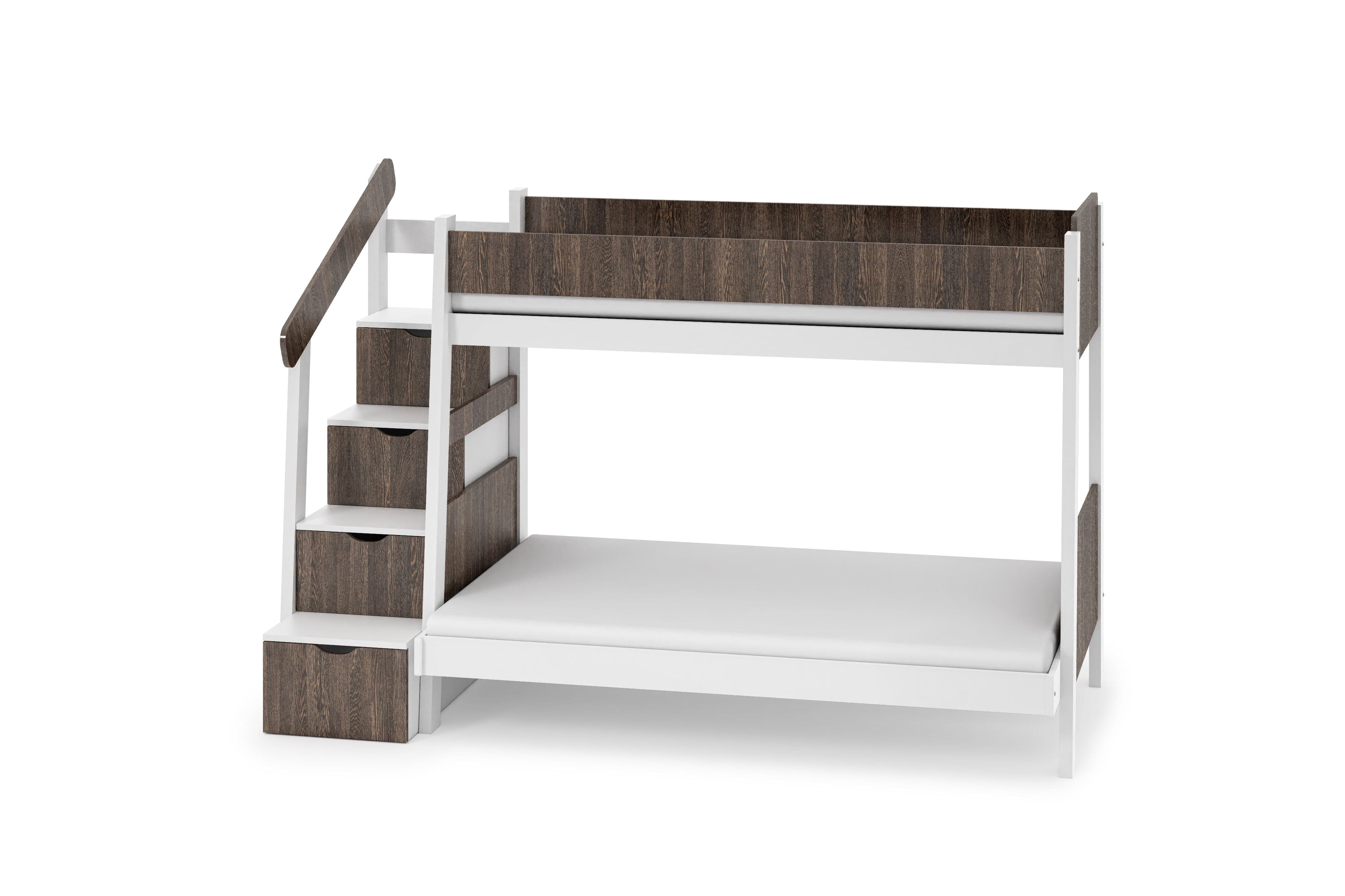 Pat supraetajat din lemn de pin si pal, pentru copii Parys, 200 x 120 / 200 x 90 cm (1)