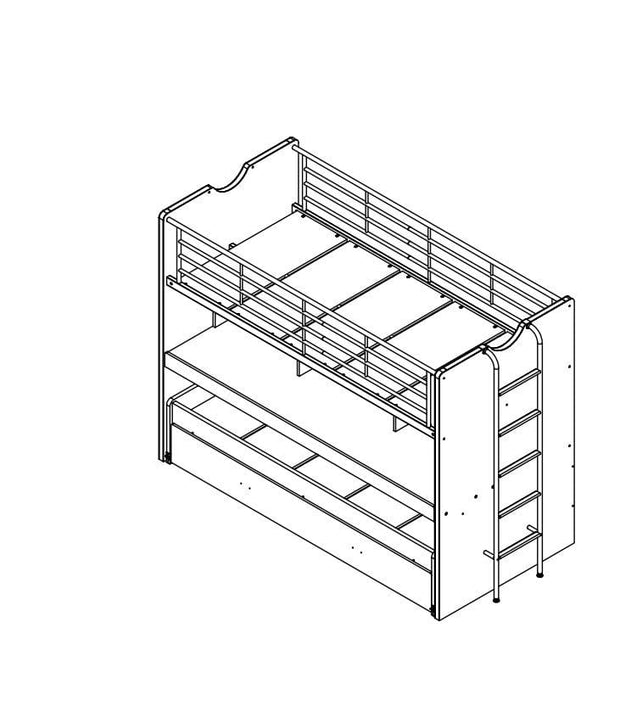 Pat supraetajat din pal si metal cu birou incorporat si sertar, pentru copii Bonny Alb / Fucsia, 200 x 90 cm (4)