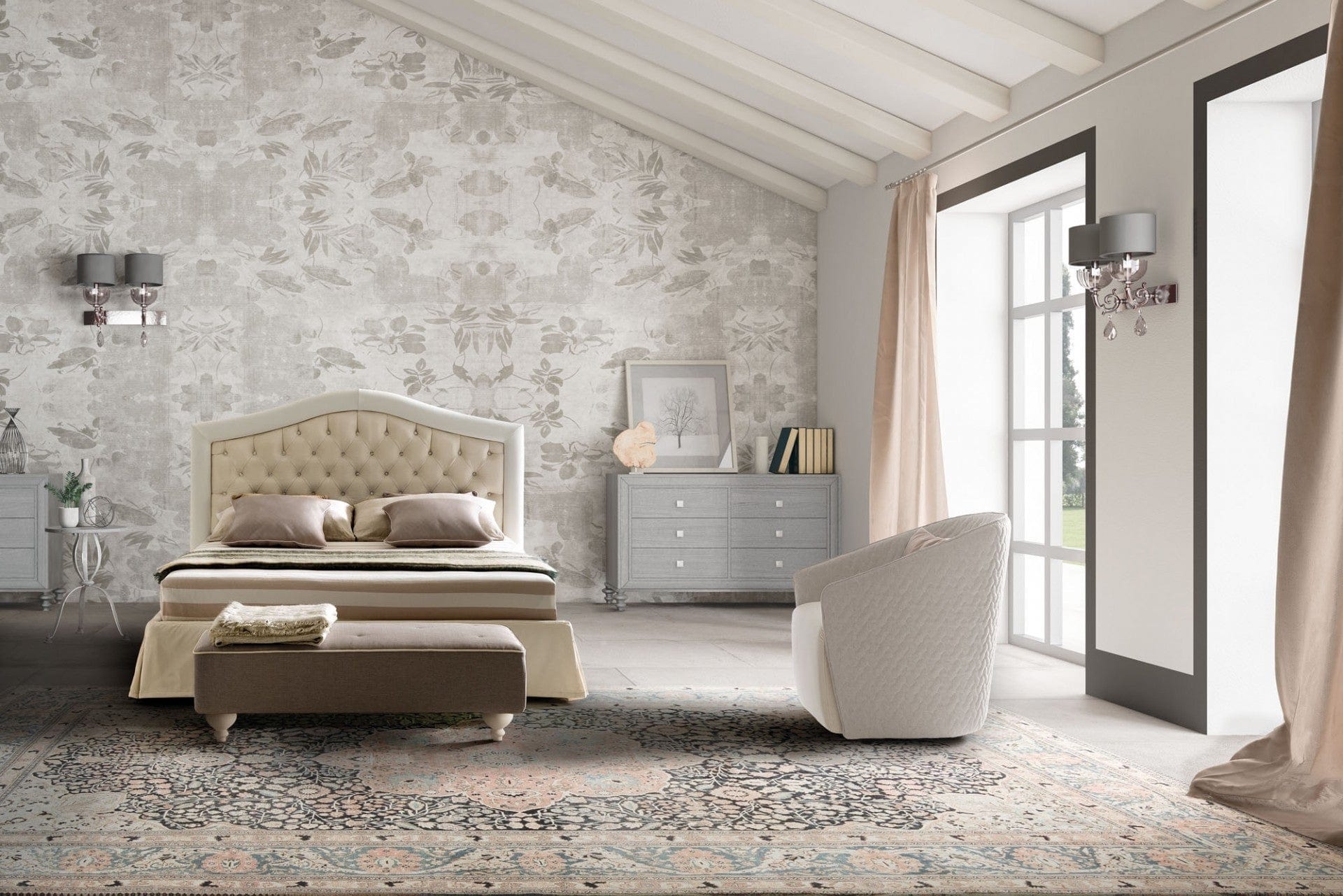 LeComfort Pat tapitat cu spatiu de depozitare Damati