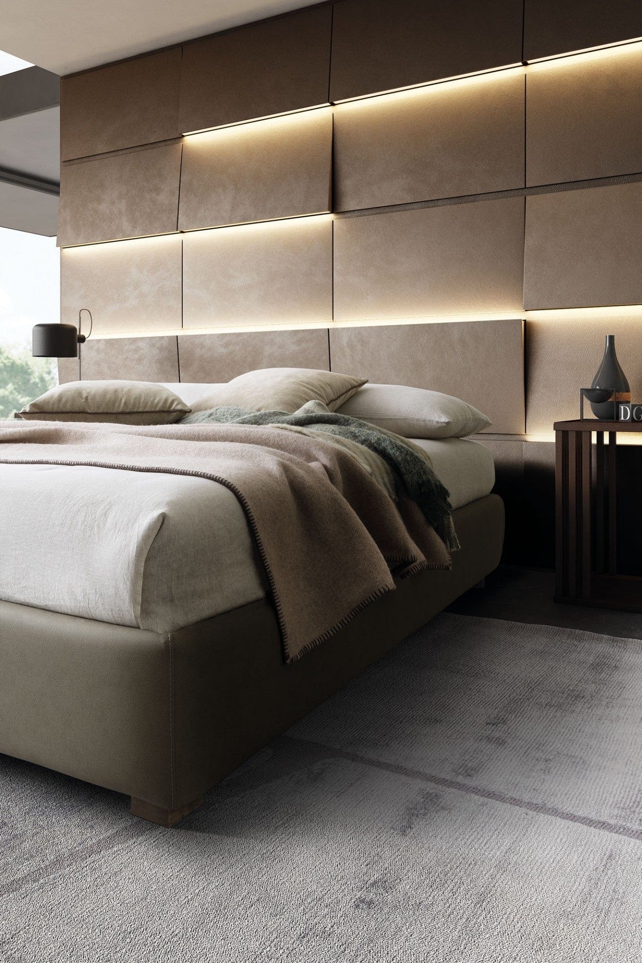 Pat tapitat cu spatiu de depozitare Somieris Floor (1)