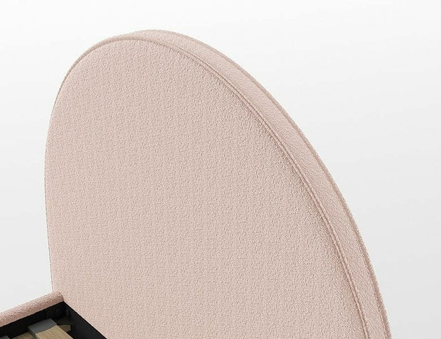 Pat tapitat cu stofa boucle, pentru copii, Moon Roz (3)