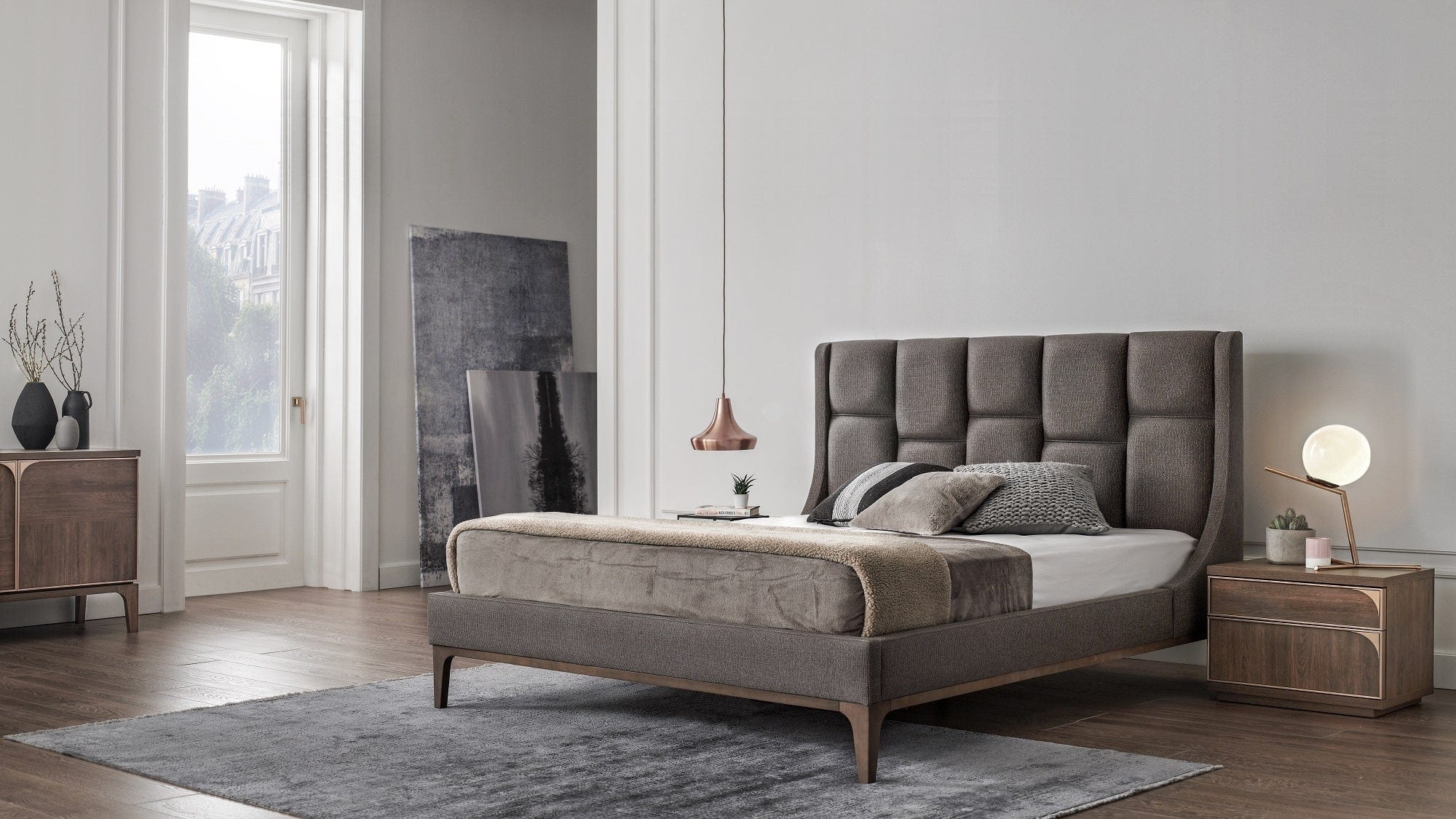 Dogtas Pat tapitat cu stofa Gold Grej