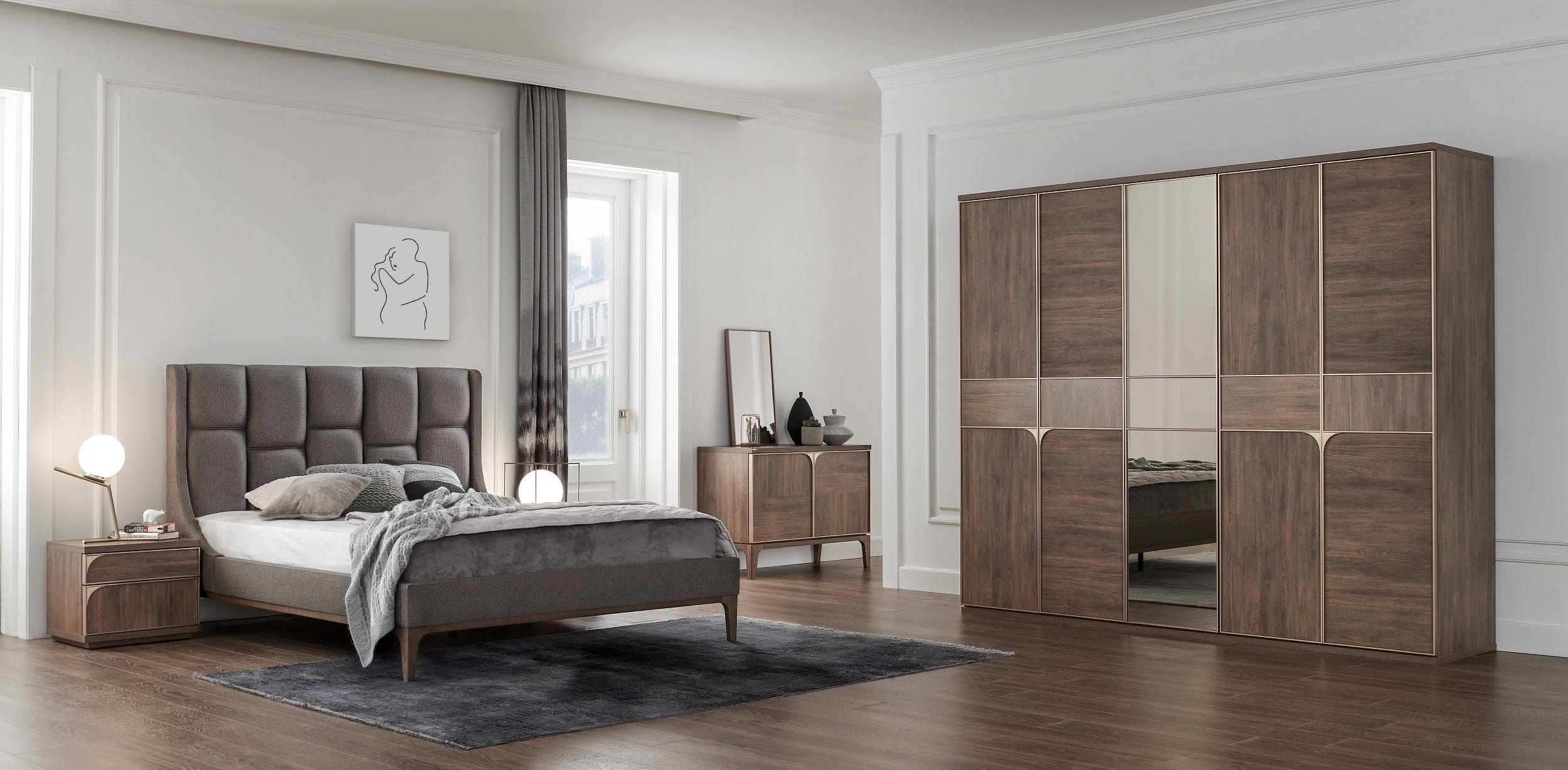 Dogtas Pat tapitat cu stofa Gold Grej