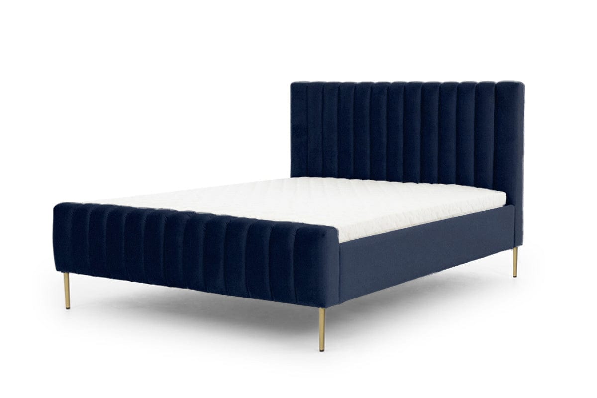 Pat tapitat cu stofa, Nicole Velvet Bleumarin / Auriu (1)