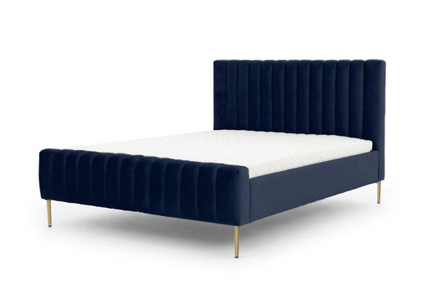 Pat tapitat cu stofa, Nicole Velvet Bleumarin / Auriu (1)