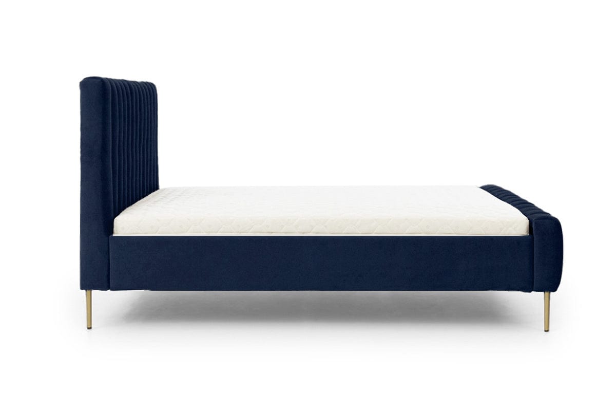 Pat tapitat cu stofa, Nicole Velvet Bleumarin / Auriu (3)