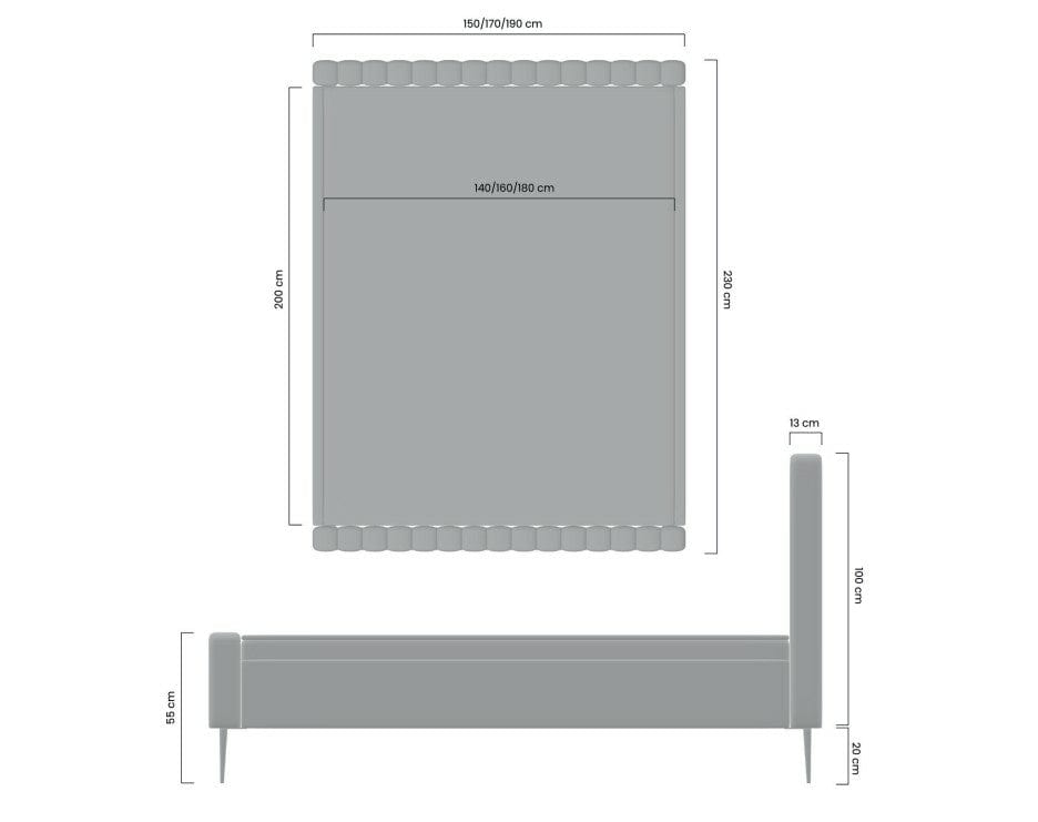 Pat tapitat cu stofa, Nicole Velvet Bleumarin / Auriu (4)