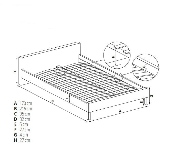Halmar 200 x 160 cm Pat tapitat cu stofa si un sertar Merlindiani Bej, 200 x 160 cm
