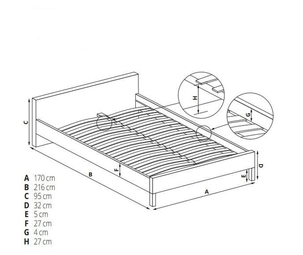 Halmar 200 x 160 cm Pat tapitat cu stofa si un sertar Merlindiani Bej, 200 x 160 cm