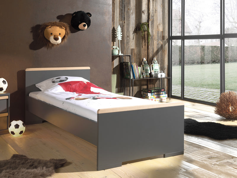 Set Mobila dormitor din pal, pentru copii 5 piese London Antracit / Natural, 200 x 90 cm (1)