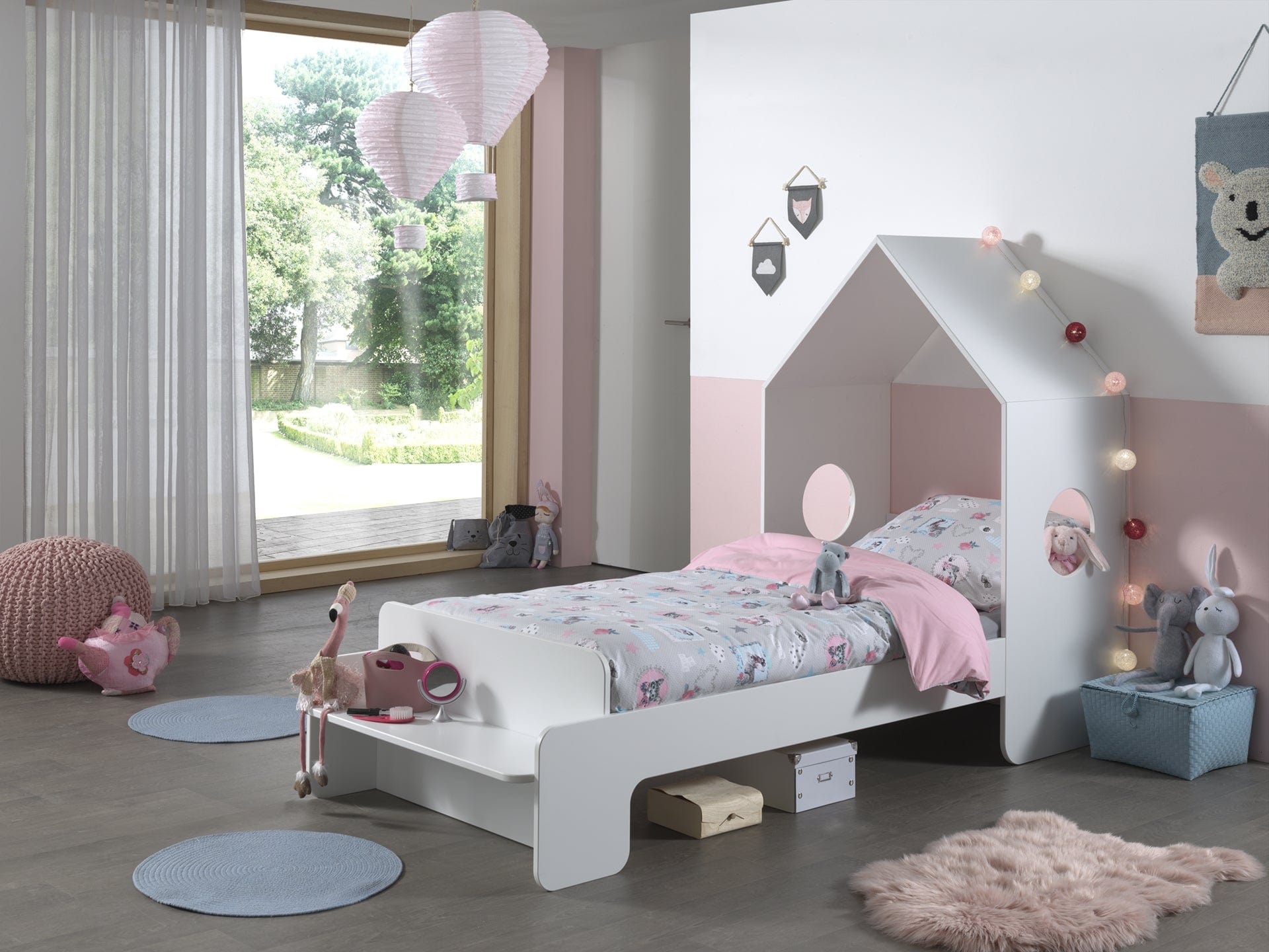 Set Mobila dormitor din MDF, pentru copii 2 piese Casami Alb, 200 x 90 cm (3)