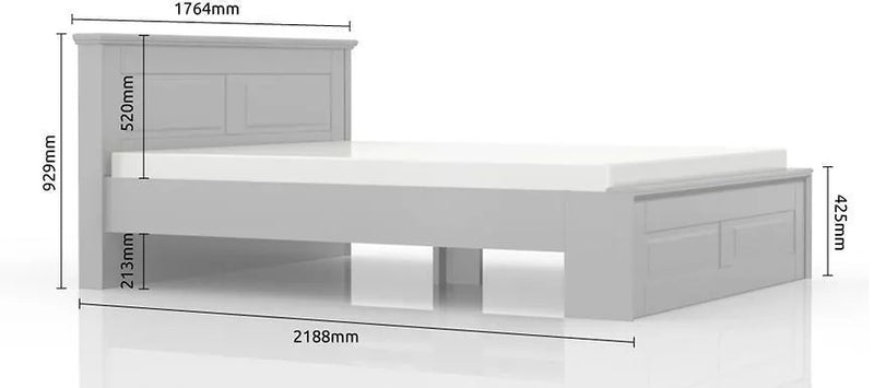 Set Mobila Dormitor din pal si MDF, cu pat 200 x 160 cm, 5 piese Evergreen Ivoir Mat / Pin Polar (7)