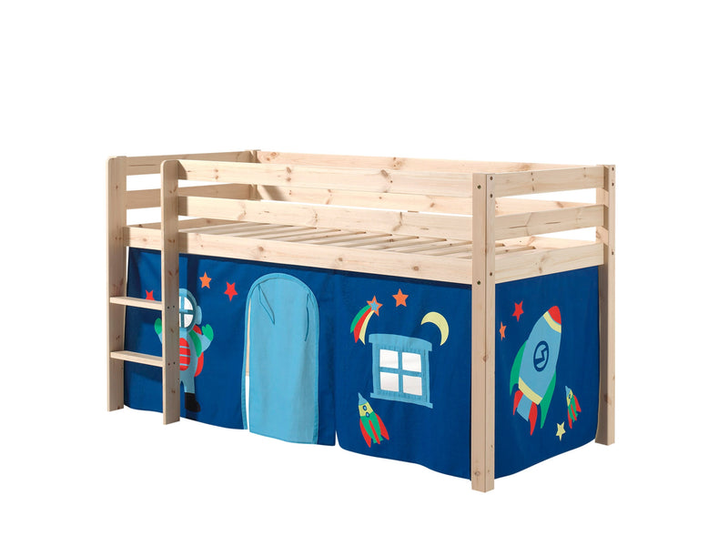 Pat etajat din lemn de pin, cu spatiu de joaca pentru copii Pino Astro Natural, 200 x 90 cm (1)
