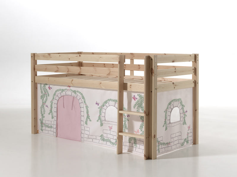 Pat etajat din lemn de pin, cu spatiu de joaca pentru copii Pino Birdy Natural, 200 x 90 cm (1)