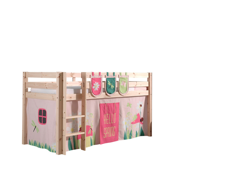 Pat etajat din lemn de pin, cu spatiu de joaca pentru copii Pino Plus Spring Natural, 200 x 90 cm (1)