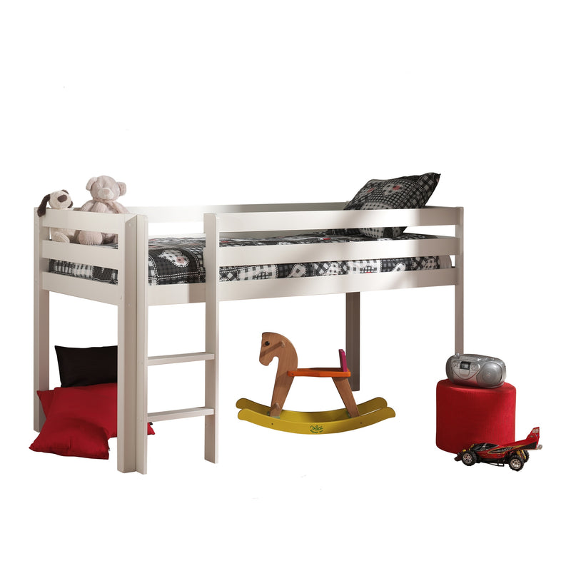 Pat multifunctional din lemn de pin, cu birou si comoda pentru copii Pino Alb, 200 x 90 cm (2)
