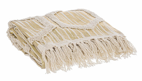 Patura din bumbac Hille Hexagonal Auriu / Bej, 130 x 170 cm