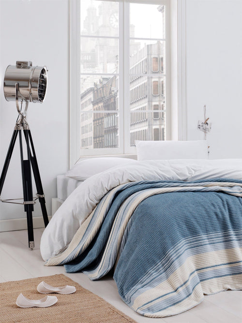 Asir Patura Stripe Albastru / Crem, 180 x 220 cm