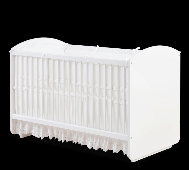 Patut din pal cu sistem de leganare, pentru bebe, Romantic Baby Alb, 130 x 70 cm (4)