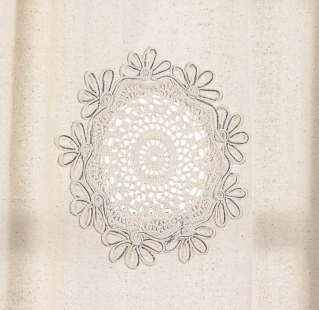 Perdea din bumbac si in Authentic Embroidered Bej (2)