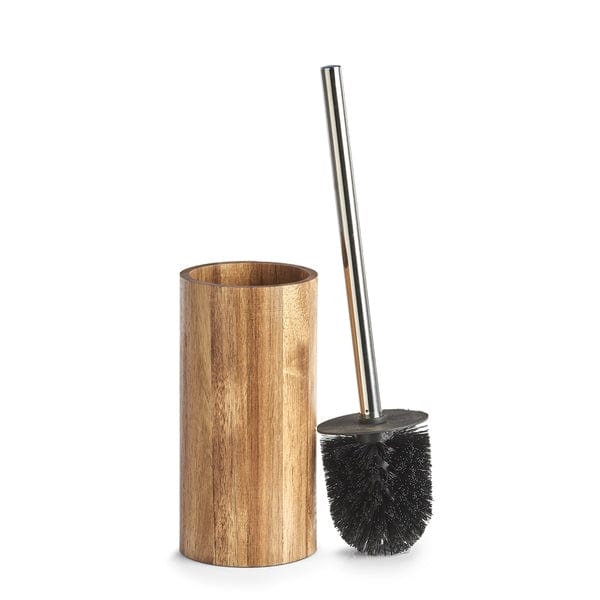 Perie de toaleta cu suport din lemn si plastic, Acacia Natural / Gri, Ø10xH36 cm (2)