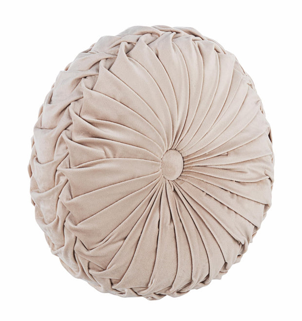 Perna decorativa Chantal Round Velvet Bej, Ø35xH15 cm