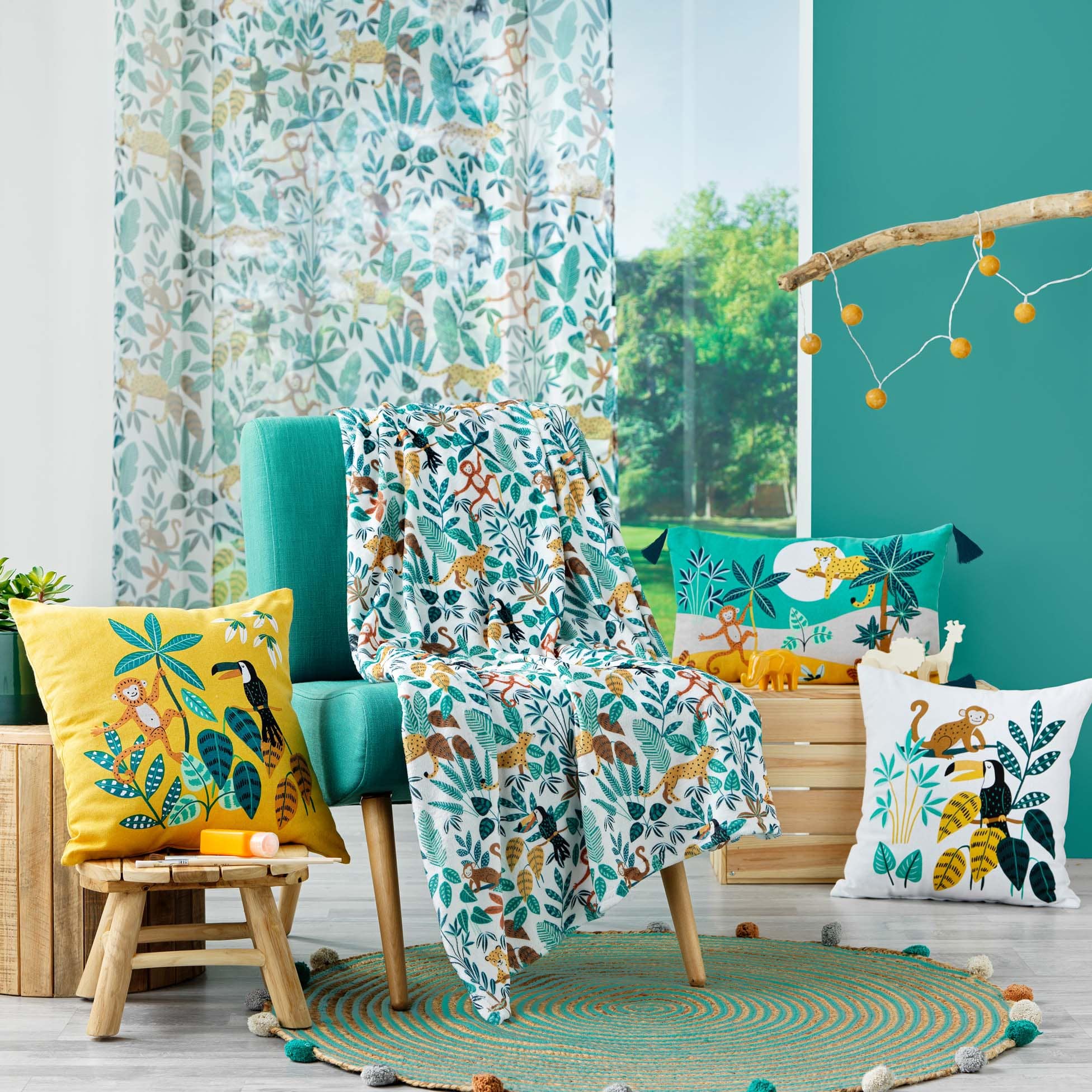 Perna decorativa cu husa detasabila, Jungle Story Verde, 30 x 50 cm (1)