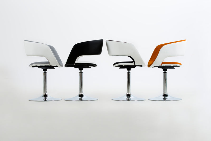 Set 2 scaune de bar tapitate cu piele ecologica si picior metalic Grace Negru / Alb, l54,5xA48,5xH104 cm (1)