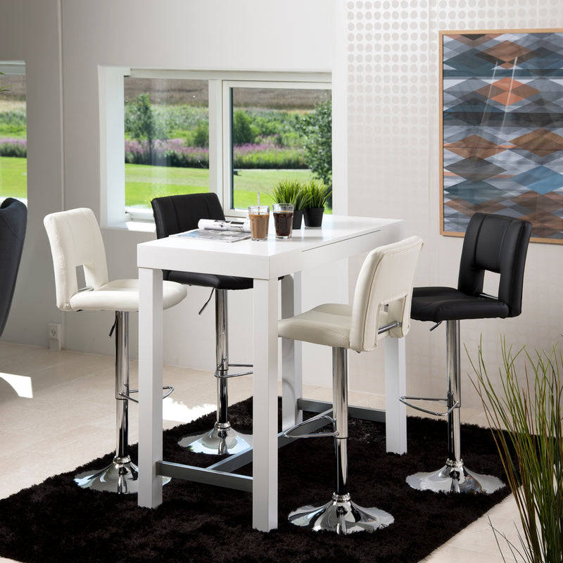 Set 2 scaune de bar tapitate cu piele ecologica si picior metalic Sylvia Alb / Crom, l41,5xA52xH115 cm (4)