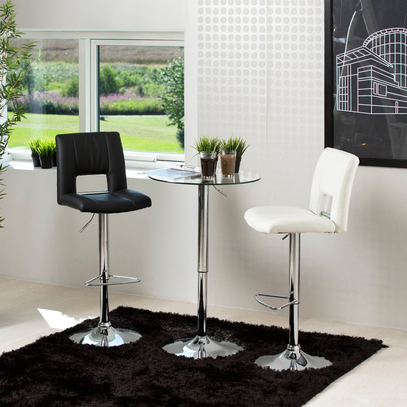 Set 2 scaune de bar tapitate cu piele ecologica si picior metalic Sylvia Alb / Crom, l41,5xA52xH115 cm (3)