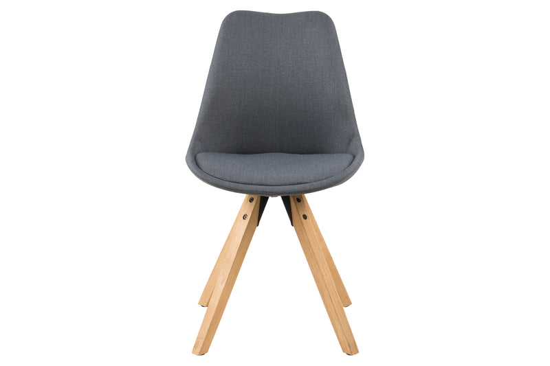 Set 2 scaune tapitate cu stofa si picioare din lemn Dima Gri Inchis / Stejar, l48,5xA55xH85 cm (1)