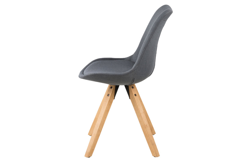 Set 2 scaune tapitate cu stofa si picioare din lemn Dima Gri Inchis / Stejar, l48,5xA55xH85 cm (2)