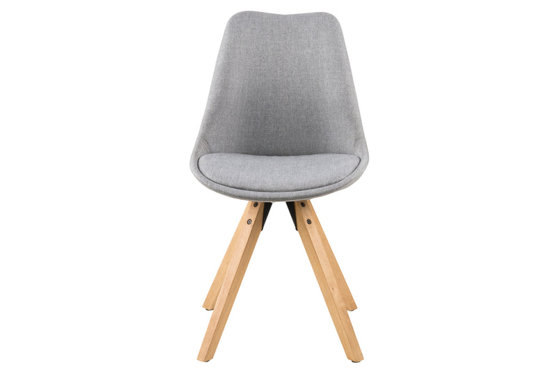 Set 2 scaune tapitate cu stofa si picioare din lemn Dima Gri Deschis / Stejar, l48,5xA55xH85 cm (1)