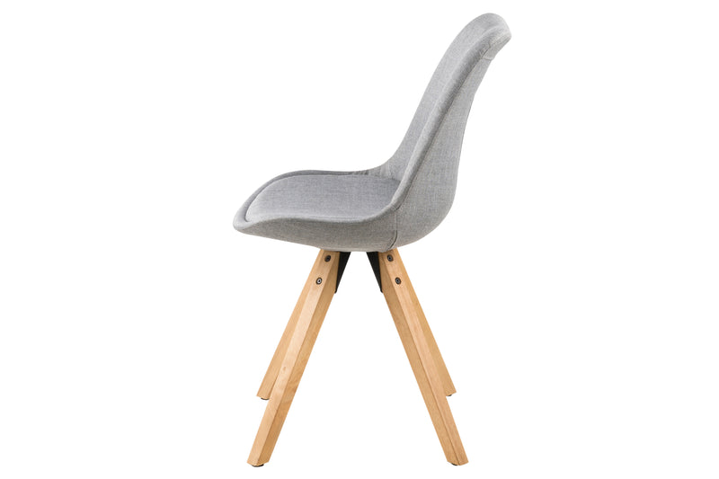 Set 2 scaune tapitate cu stofa si picioare din lemn Dima Gri Deschis / Stejar, l48,5xA55xH85 cm (3)