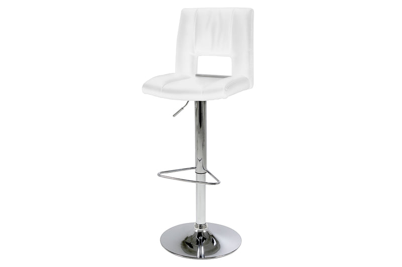 Set 2 scaune de bar tapitate cu piele ecologica si picior metalic Sylvia Alb / Crom, l41,5xA52xH115 cm (2)