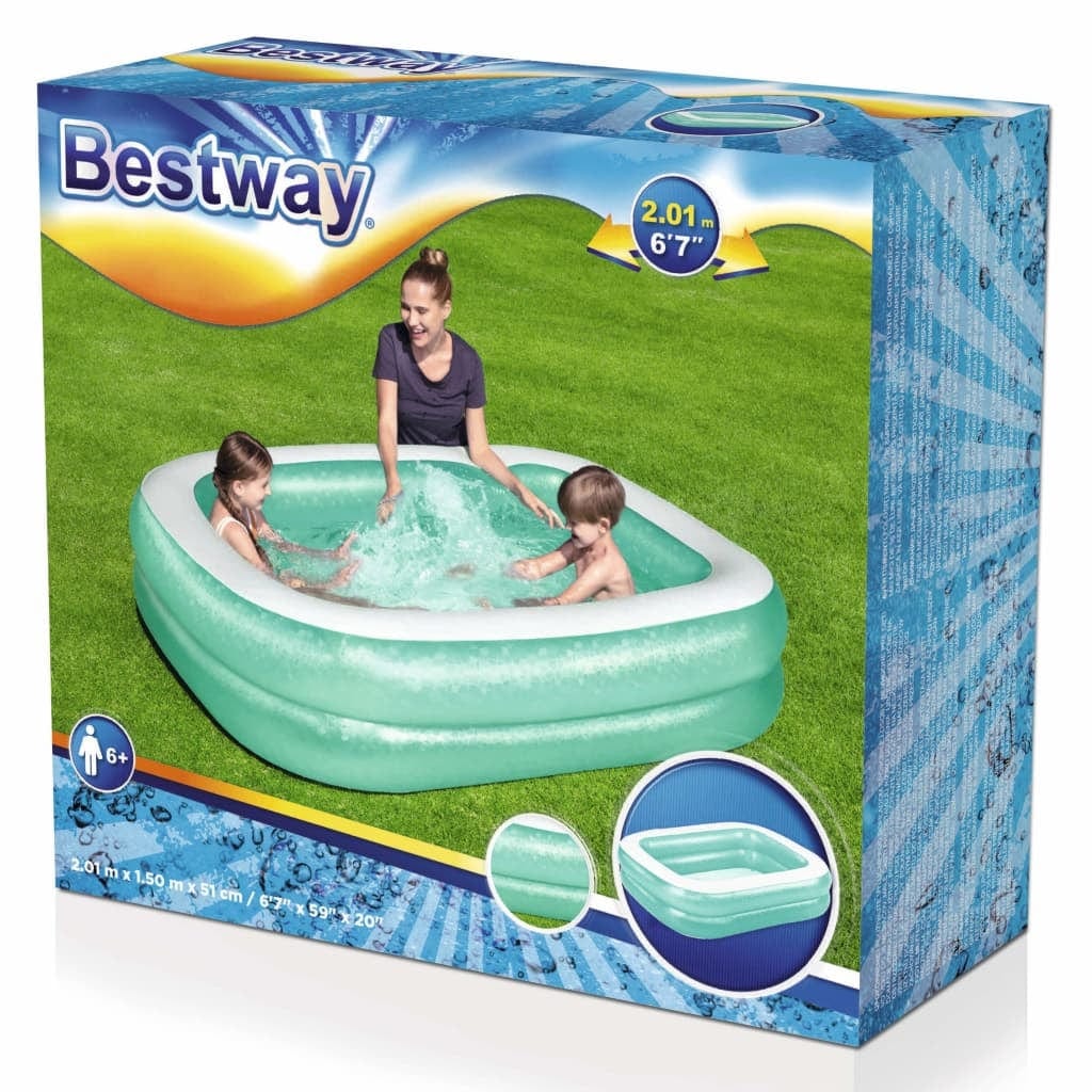 Piscina gonflabila pentru copii, Bestway Swimming Rectangular Turcoaz, L201xl150xH51 cm (6)