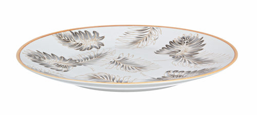 Bizzotto Platou decorativ din portelan, Leaf Multicolor, Ø40,5xH5 cm