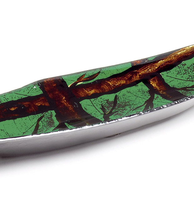 Platou decorativ din sticla Arizona Oval Verde / Maro, L45xl15xH5 cm (1)