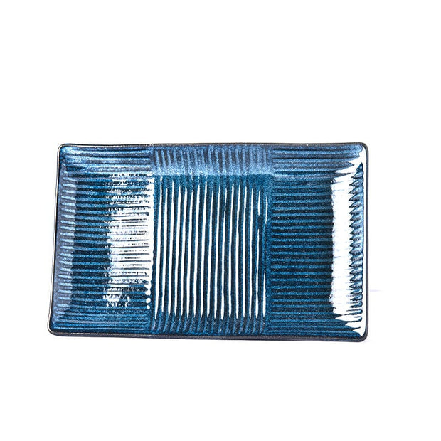 Platou pentru servire, din ceramica, Lines Albastru, L21xl13xH2,5 cm