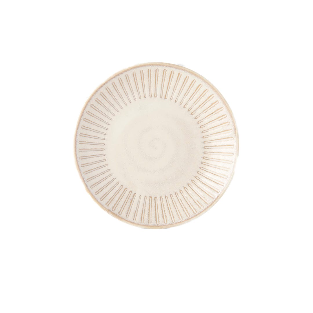 Platou pentru servire, din ceramica, Ridged Crem, Ø14xH2,4 cm