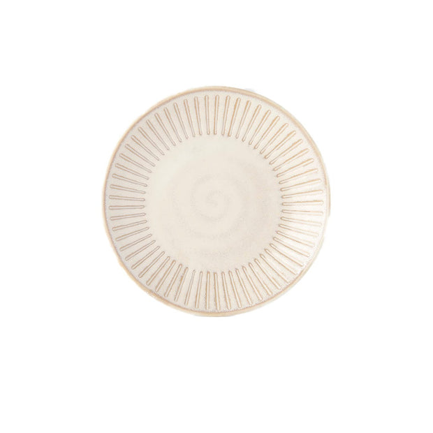 Platou pentru servire, din ceramica, Ridged Crem, Ø14xH2,4 cm