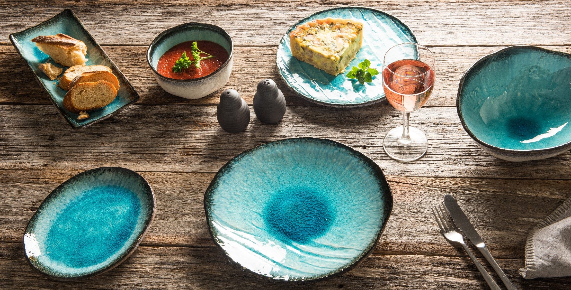 Platou pentru servire, din ceramica, Sky Albastru, L18xl15xH2 cm (3)