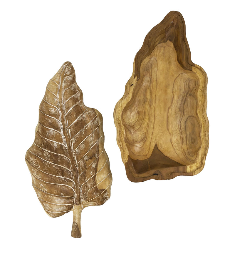 Platou decorativ cu capac, din lemn de tec Erosi Leaf Natural, L46xl25xH8 cm (4)