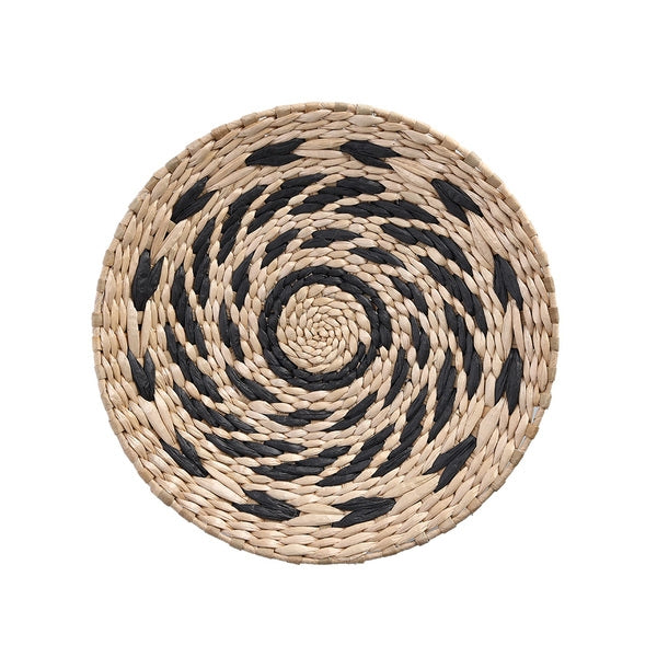 Platou decorativ din papura, Weave Small Natural / Negru, Ø30 cm (2)