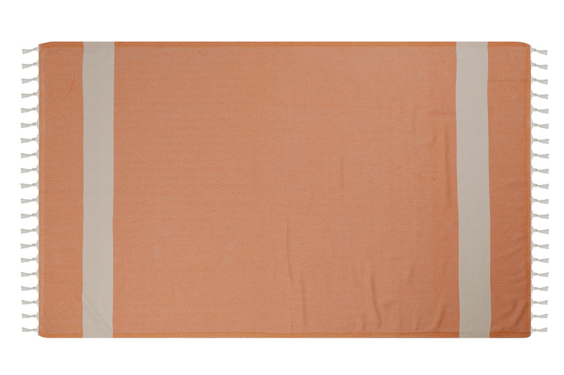 Prosop de spa din bumbac, Ocean Portocaliu / Alb, 100 x 180 cm (1)